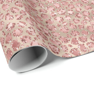 Blütenrosa Glitzy Glitzer Leopardrucke Geschenkpapier