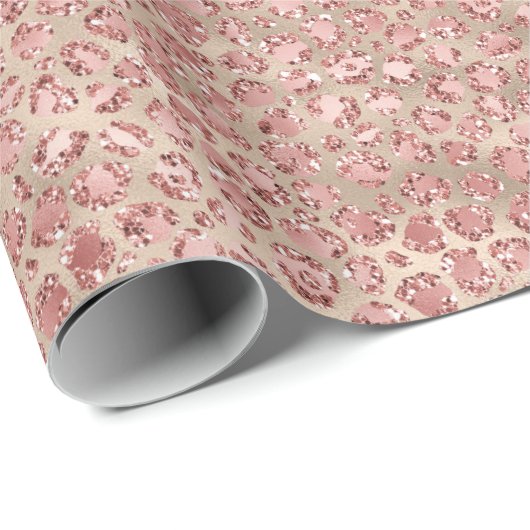 Blütenrosa Glitzy Glitzer Leopardrucke Geschenkpapier (Rolleneckpunkt)