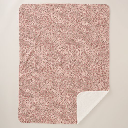 Blütenrosa Glitzy Glitzer Leopardrucke Sherpadecke (Vorderseite)
