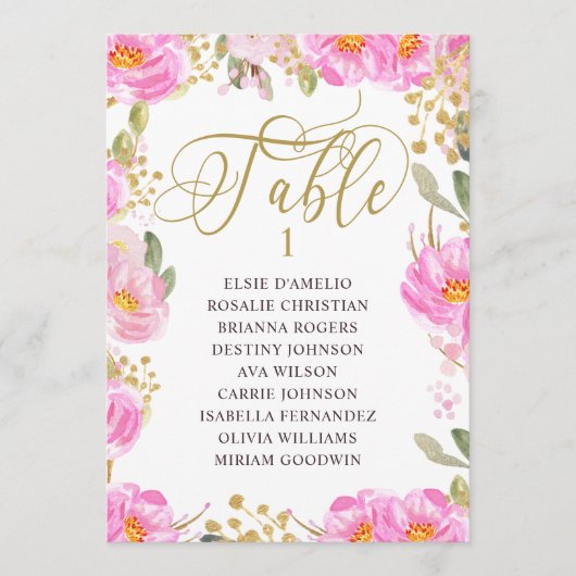 Blütenrosa Gold jeder Tischnummer (Vorderseite)