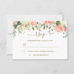 Blütenrosa Gold Konfetti RSVP Karte