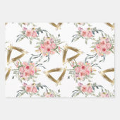 Blütenrosa Goldblumenhochzeit Geschenkpapier Set (Vorderseite 3)