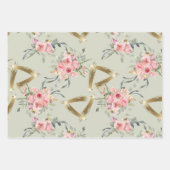 Blütenrosa Goldblumenhochzeit Geschenkpapier Set (Vorderseite)