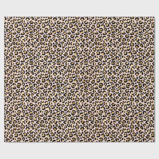 Blütenrosa Goldleopard Geschenkpapier (Flach)