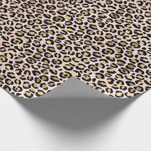 Blütenrosa Goldleopard Geschenkpapier (Ecke)