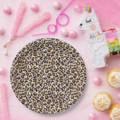 Blütenrosa Goldleopard   Pappteller (Party)