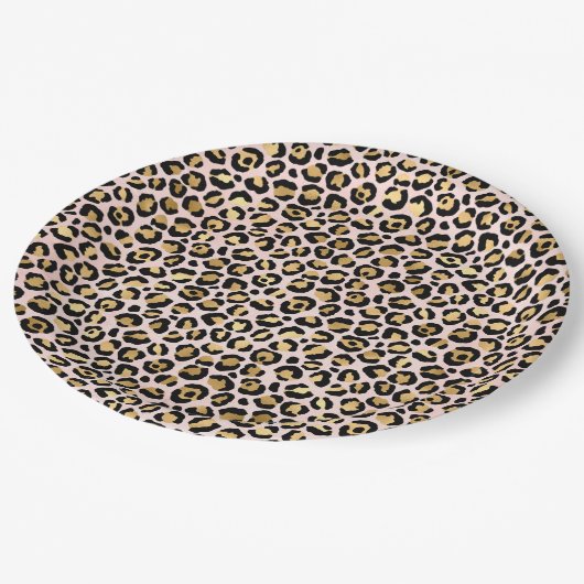 Blütenrosa Goldleopard   Pappteller (Schrägansicht)