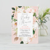 Blütenrosa Grüne Frühling Blumendusche Einladung (Stehend Vorderseite)