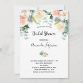 Blütenrosa grünes Brautparty Einladung (Vorderseite)