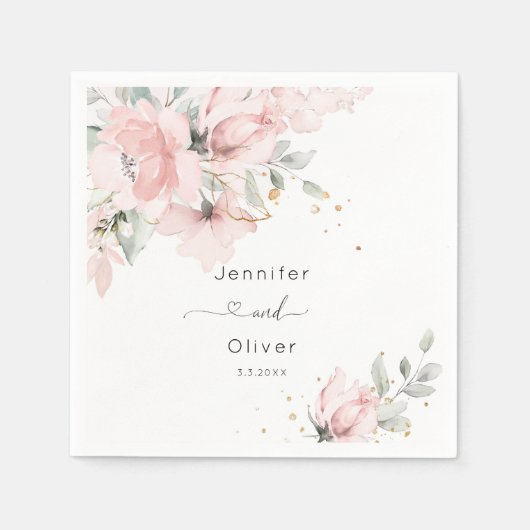 Blütenrosa Hochzeit Serviette (Vorderseite)
