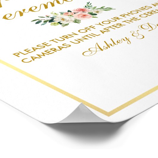 Blütenrosa Hochzeitsgold entkoppelt Poster (Ecke)