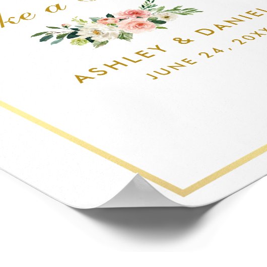 Blütenrosa Hochzeitsgolden-Leckerei Poster (Ecke)