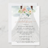 Blütenrosa | Hochzeitskleid-Brautparty Einladung (Vorderseite)