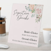 Blütenrosa Hochzeitssignatur Getränke Zeichen Sockelschild (In Situ)