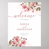 Blütenrosa Hochzeitszeichen Poster (Vorne)