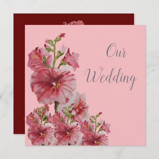 Blütenrosa Holyhock Blütenhochzeit Einladung