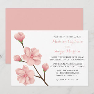 Blütenrosa Kirschblüten Blumen Hochzeit im Frühlin Einladung