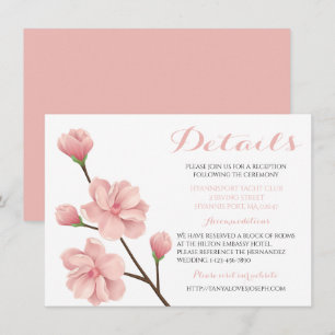 Blütenrosa Kirschblüten-Hochzeitsdetails Einladung