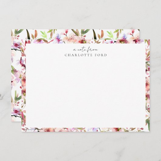 Blütenrosa Kirsche blüht Blütenrahmen Mitteilungskarte (Vorne/Hinten)