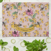 Blütenrosa Königin Bee & Honeycomb Geschirrtuch (Gefaltet)