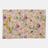 Blütenrosa Königin Bee & Honeycomb Geschirrtuch (Horizontal)