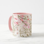 Blütenrosa Korallenwald grüne Aquarellfarben Tasse (Vorderseite Links)