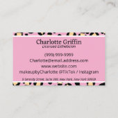 Blütenrosa Leopard Print Lash & Makeup Artist Visitenkarte (Rückseite)