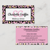 Blütenrosa Leopard Print Lash & Makeup Artist Visitenkarte (Vorne/Hinten)