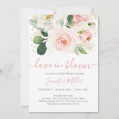 Blütenrosa Liebe im blühenden Brautparty Einladung (Vorderseite)