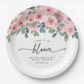 Blütenrosa Liebe ist im blühenden Brautparty Pappteller (Vorderseite)