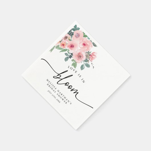 Blütenrosa Liebe ist im blühenden Brautparty Serviette (Ecke)