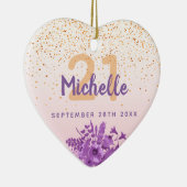 Blütenrosa lila Blütenmonogramm Keramik Ornament (Rechts)