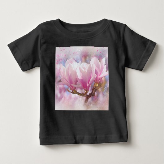 Blütenrosa Lila Magnolien - Frühjahrswoche Blume Baby T-shirt (Vorderseite)