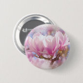 Blütenrosa Lila Magnolien - Frühjahrswoche Blume Button (Vorne & Hinten)