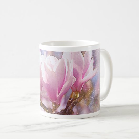 Blütenrosa Lila Magnolien - Frühjahrswoche Blume Kaffeetasse (VorderseiteRechts)