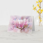 Blütenrosa Lila Magnolien - Frühjahrswoche Blume Karte (Gelbe Blume)
