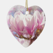 Blütenrosa Lila Magnolien - Frühjahrswoche Blume Keramik Ornament (Rechts)