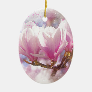 Blütenrosa Lila Magnolien - Frühjahrswoche Blume Keramikornament