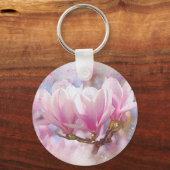 Blütenrosa Lila Magnolien - Frühjahrswoche Blume Schlüsselanhänger (Vorderseite)