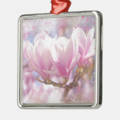 Blütenrosa Lila Magnolien - Frühjahrswoche Blume Silbernes Ornament (Links)
