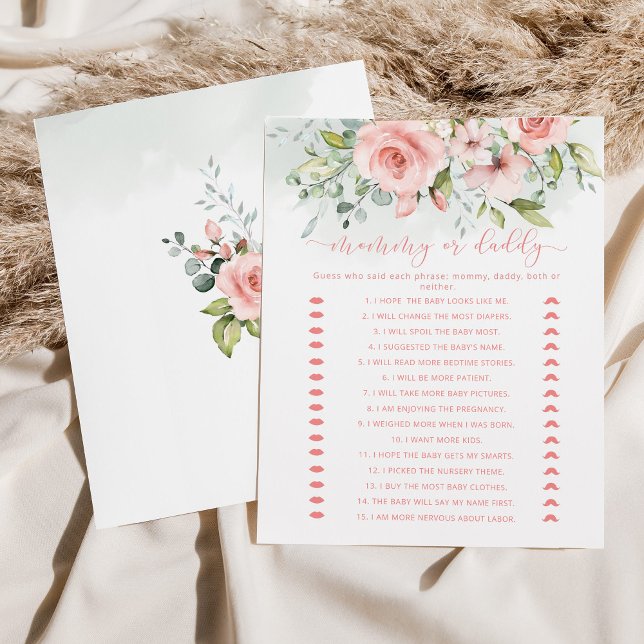 Blütenrosa Mama oder Papa-Baby-Duschgame (Von Creator hochgeladen)