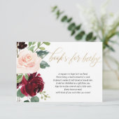 Blütenrosa Marsala Blumenbücher für das Baby Begleitkarte (Stehend Vorderseite)