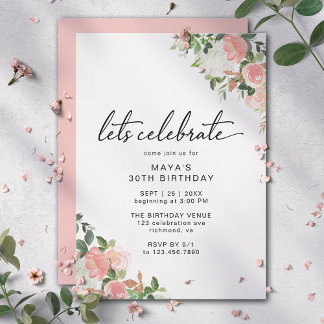 Blütenrosa | Moderne Elegant Girly Birthday Einladung