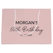 Blütenrosa Monogramm Große Geschenktüte (Vorderseite)