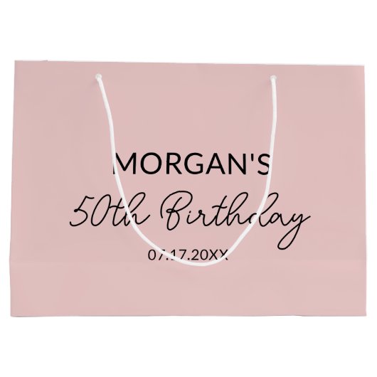 Blütenrosa Monogramm Große Geschenktüte (Rückseite)