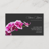 Blütenrosa-Orchideenblüte, dunkelgrau Visitenkarte (Rückseite)