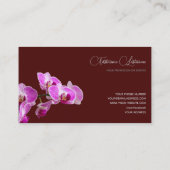 Blütenrosa-Orchideenblüte, dunkelrot Visitenkarte (Rückseite)
