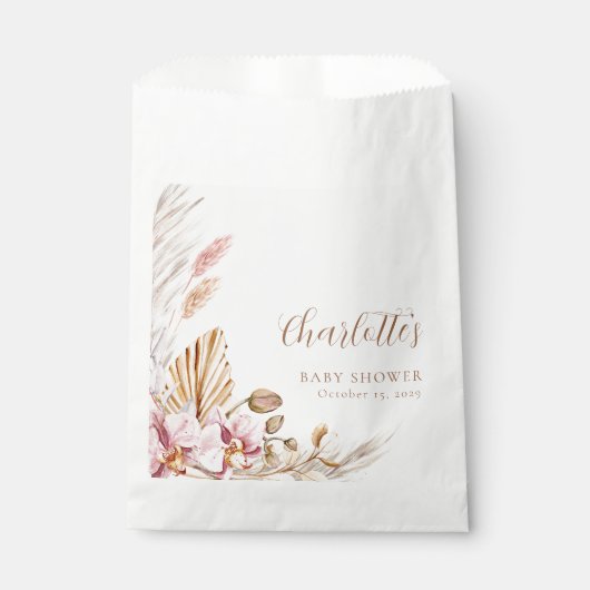 Blütenrosa Pampelgras | Babydusche Geschenktütchen (Vorderseite)