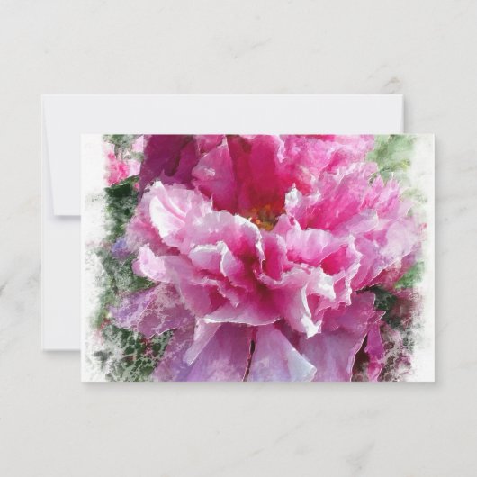 *~* Blütenrosa PEONY AR1 Hochzeitsrap RSVP Karte (Rückseite)