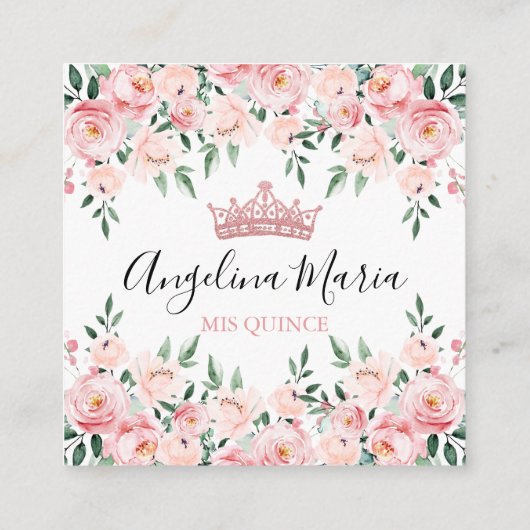 Blütenrosa Quinceanera QR-UAWG Begleitkarte (Rückseite)